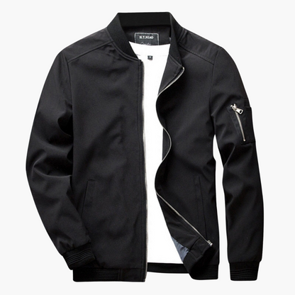 Bomberjacke | Reißverschluss | Winddicht | Herbstjacke | Herrenjacke-Schwarz-S-Chaps Herrenmode