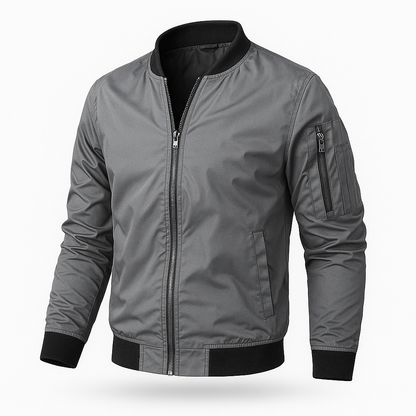 Bomberjacke | Reißverschluss | Winddicht | Sommerjacke | Herrenjacke-Grau-S-Chaps Herrenmode