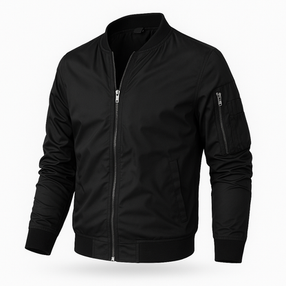 Bomberjacke | Reißverschluss | Winddicht | Sommerjacke | Herrenjacke-Schwarz-S-Chaps Herrenmode