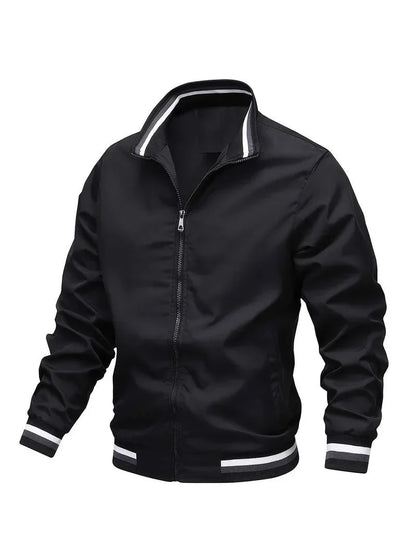 Bomberjacke – Winddichte, leichte Reißverschlussjacke für Herren-Schwarz-S-Chaps Herrenmode