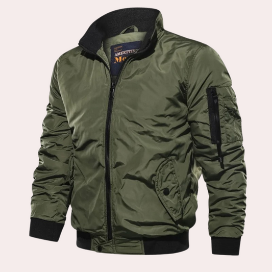 Bomberjacke | Zip-Up | Sommer | Winddichte Jacke | Bombermantel für Männer-Grün-S-Chaps Herrenmode