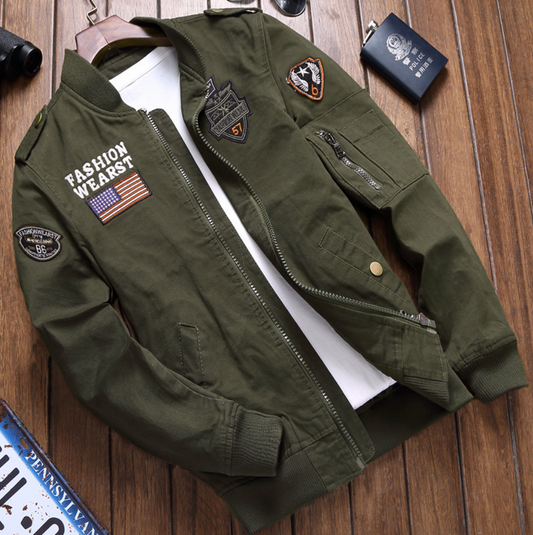 Bomberjacke | Zip-Up | Taschen | Pilotenjacke | Herrenjacke-Grün-M-Chaps Herrenmode