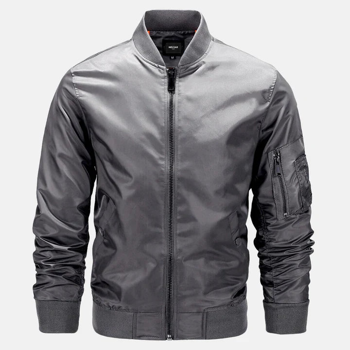 Bomberjacke | Zip-Up | Winddicht | Herrenjacke | Herbstjacke-Dunkelgrau-S-Chaps Herrenmode