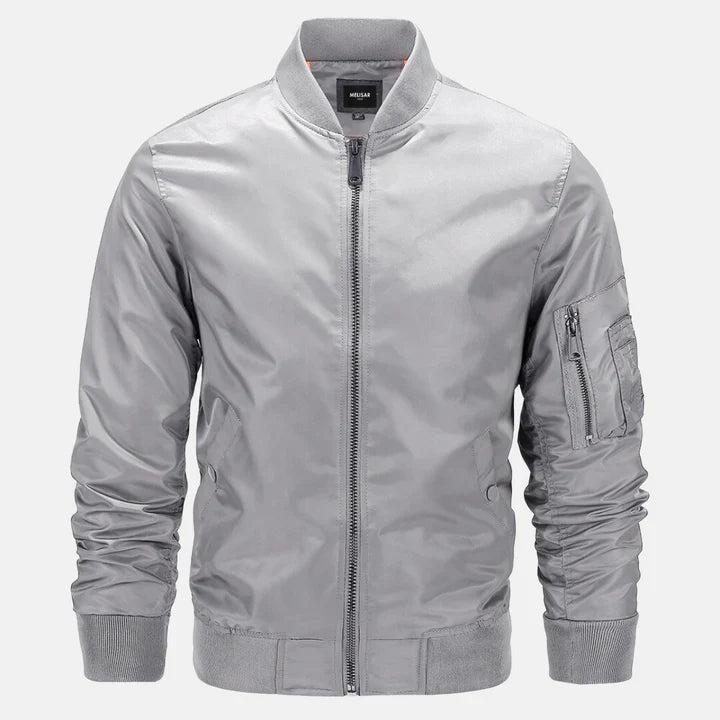 Bomberjacke | Zip-Up | Winddicht | Herrenjacke | Herbstjacke-Hellgrau-S-Chaps Herrenmode