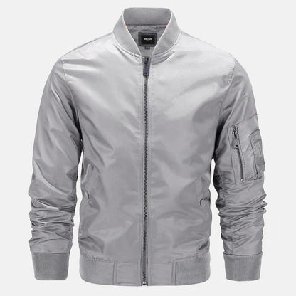 Bomberjacke | Zip-Up | Winddicht | Herrenjacke | Herbstjacke-Hellgrau-S-Chaps Herrenmode