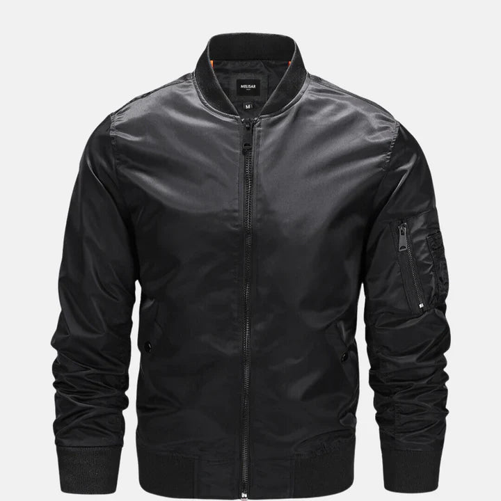 Bomberjacke | Zip-Up | Winddicht | Herrenjacke | Herbstjacke-Schwarz-S-Chaps Herrenmode