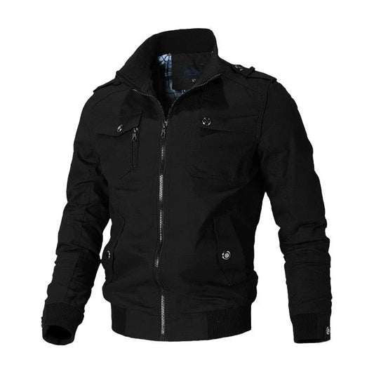 Bomberjacke – mit Reißverschluss – Herbst – Cargojacke – Herrenjacke-Schwarz-M-Chaps Herrenmode