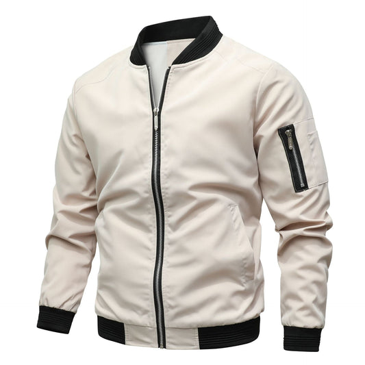 Bomberjacke – mit Reißverschluss – winddicht – leichte Jacke – Herrenjacke-Beige-XS-Chaps Herrenmode