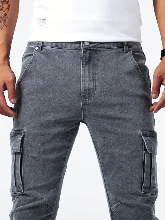 Booker-Jeans | Lässige Cargohose für Männer-Grau-30-Chaps Herrenmode