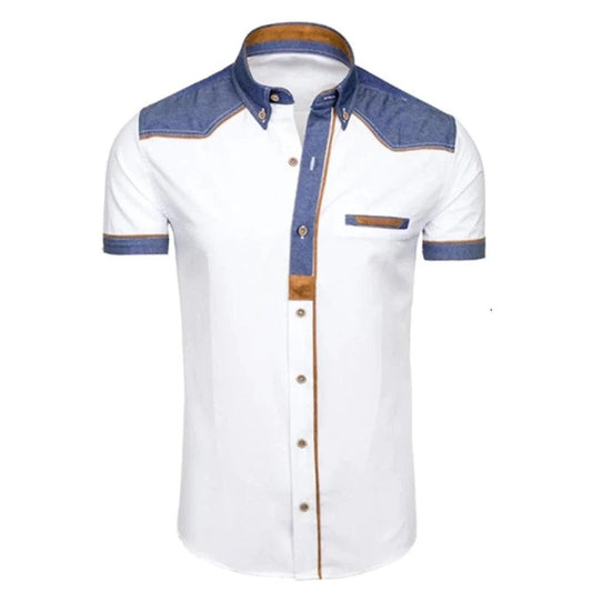 Brandon - Schickes Slim Fit Denim Polo mit Tasche-Weiß-S-Chaps Herrenmode