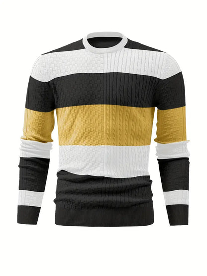 Brent Gestreifter Pulli | Stylischer Strickpullover für Männer-Schwarz-M-Chaps Herrenmode