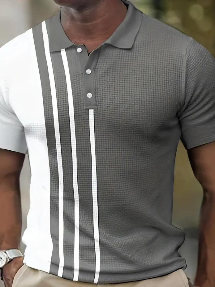 Bryan Polo T-Shirt | Stylisches Kurzarmhemd für Männer-Grau-S-Chaps Herrenmode