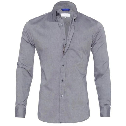 Bügelfreies Hemd - Button-Up - Langarm - Hemd - Herrenhemd-Grau-S-Chaps Herrenmode
