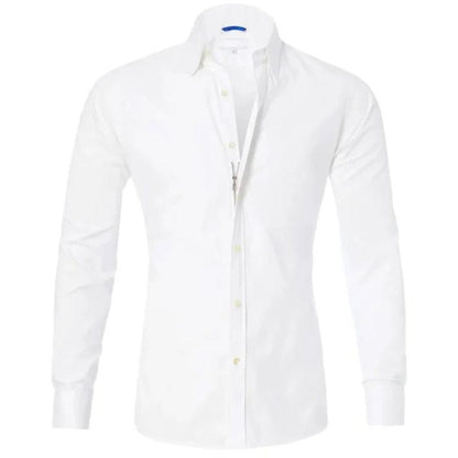 Bügelfreies Hemd - Button-Up - Langarm - Hemd - Herrenhemd-Weiß-S-Chaps Herrenmode