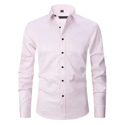 Bügelfreies Hemd | Langarm | Mit Knöpfen | Smokinghemd | Herrenhemden-Rosa-S-Chaps Herrenmode