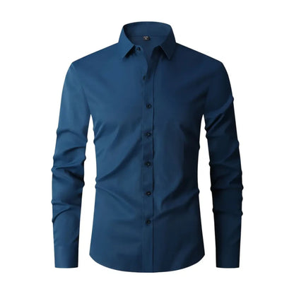 Bügelfreies Herrenhemd - Knitterfrei - Slim Fit - Hemd - Button-Up Hemd-Meeresblau-XS-Chaps Herrenmode