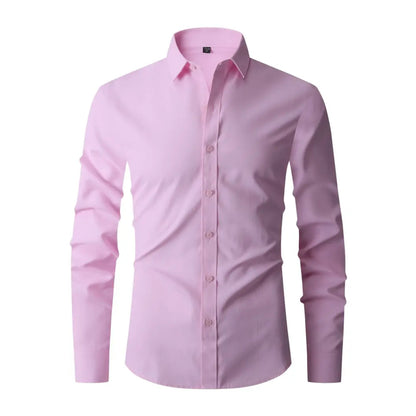 Bügelfreies Herrenhemd - Knitterfrei - Slim Fit - Hemd - Button-Up Hemd-Rosa-XS-Chaps Herrenmode