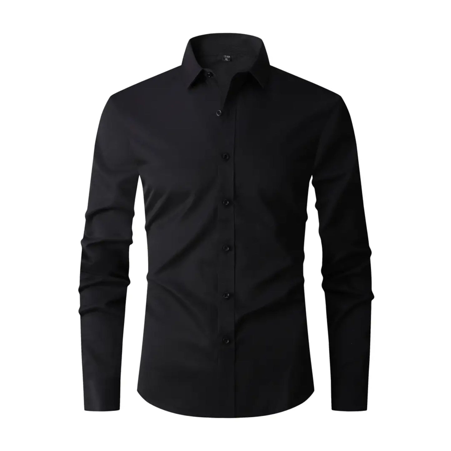 Bügelfreies Herrenhemd - Knitterfrei - Slim Fit - Hemd - Button-Up Hemd-Schwarz-XS-Chaps Herrenmode