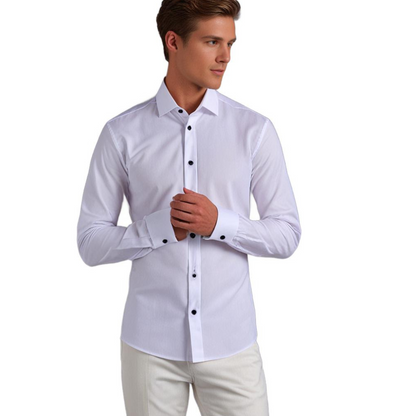 Bügelfreies Herrenhemd | Stretch | Slim Fit | Anzughemd | Button-Up Hemd-Chaps Herrenmode