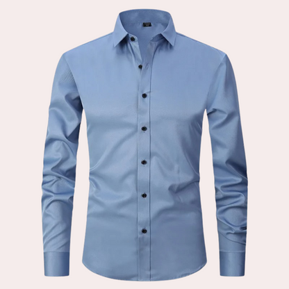 Bügelfreies Herrenhemd | Stretch | Slim Fit | Anzughemd | Button-Up Hemd-Hellblau-S-Chaps Herrenmode