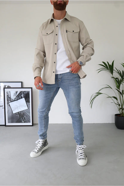 Button-Up Hemd - Brusttaschen - Langarm - Überhemd - Herrenhemd-Chaps Herrenmode