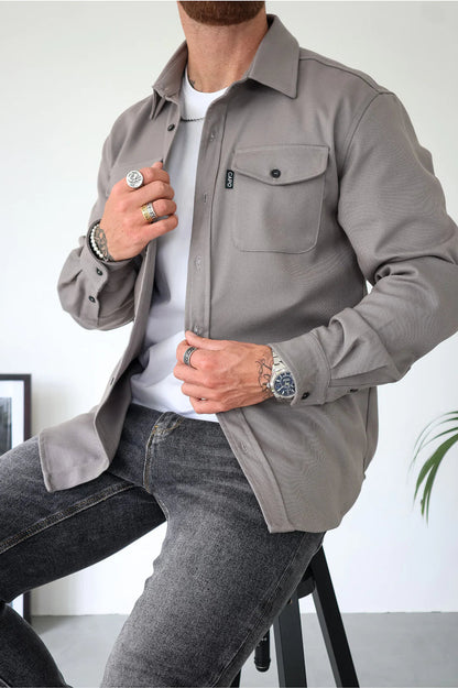 Button-Up Hemd - Brusttaschen - Langarm - Überhemd - Herrenhemd-Chaps Herrenmode