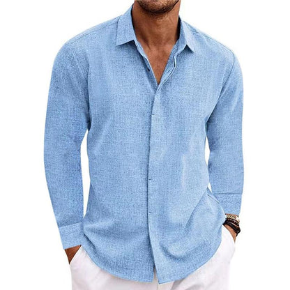 Button-Up Hemd - Langarm - Regular Fit - Hemd mit Kragen - Hemden für Männer-Blau-S-Chaps Herrenmode