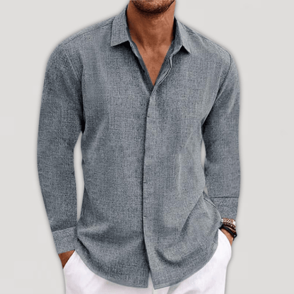 Button-Up Hemd - Langarm - Regular Fit - Hemd mit Kragen - Hemden für Männer-Grau-S-Chaps Herrenmode