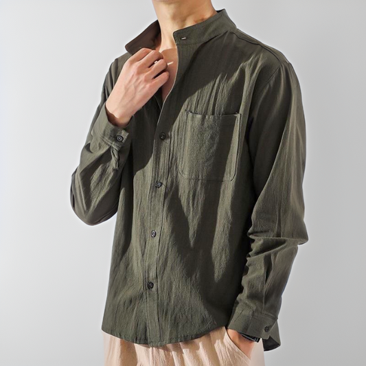 Button-Up-Hemd | Locker sitzend | Leicht | Langarmhemd | Herrenhemden-Grün-M-Chaps Herrenmode