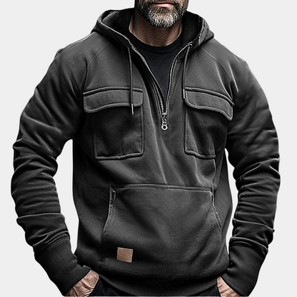 Cargo Hoodie - Halber Reißverschluss - Taschen - Pullover Hoodie - Herren Hoodie-Chaps Herrenmode