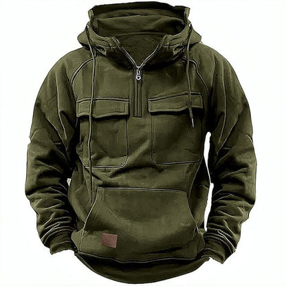 Cargo Hoodie | Kängurutasche | Winter | Pullover | Kapuzenpullover für Herren-Dunkelgrün-S-Chaps Herrenmode