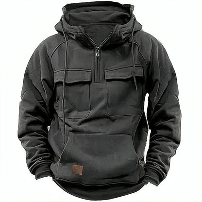 Cargo Hoodie | Kängurutasche | Winter | Pullover | Kapuzenpullover für Herren-Grau-S-Chaps Herrenmode