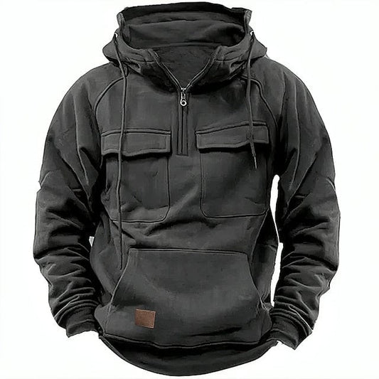 Cargo Hoodie | Kängurutasche | Winter | Pullover | Kapuzenpullover für Herren-Grau-S-Chaps Herrenmode