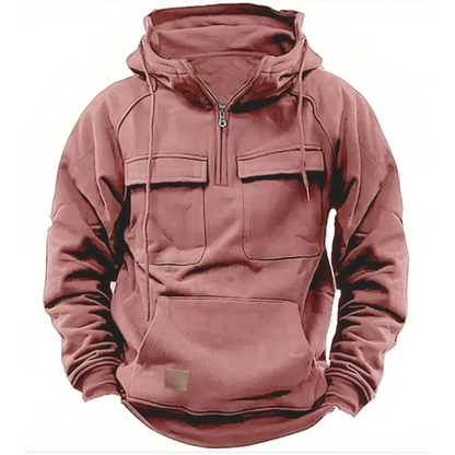 Cargo Hoodie – warmer, kuscheliger Herren-Freizeit-Kapuzenpullover-Rot-S-Chaps Herrenmode