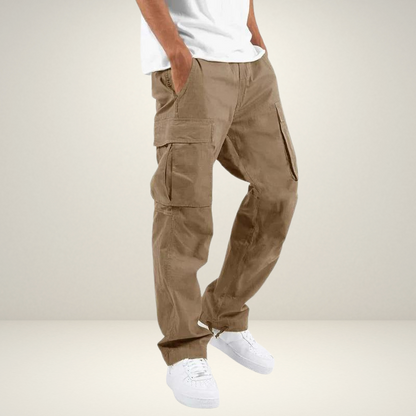 Cargo-Hose | Baumwolle | Taschen | Gerade geschnittene Hose | Herrenbekleidung-Khaki-S-Chaps Herrenmode