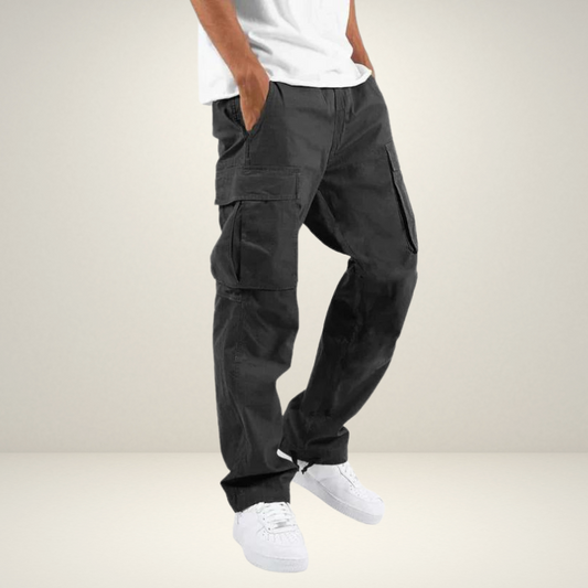 Cargo-Hose | Baumwolle | Taschen | Gerade geschnittene Hose | Herrenbekleidung-Schwarz-S-Chaps Herrenmode