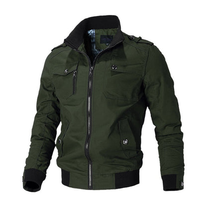 Cargo Jacke | Zip-Up | Taschen | Herren Winterjacke | Outdoor Jacke-Grün-XS-Chaps Herrenmode