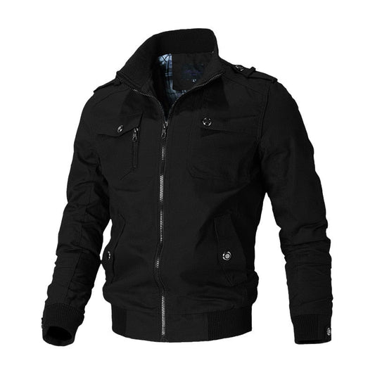 Cargo Jacke | Zip-Up | Taschen | Herren Winterjacke | Outdoor Jacke-Schwarz-XS-Chaps Herrenmode