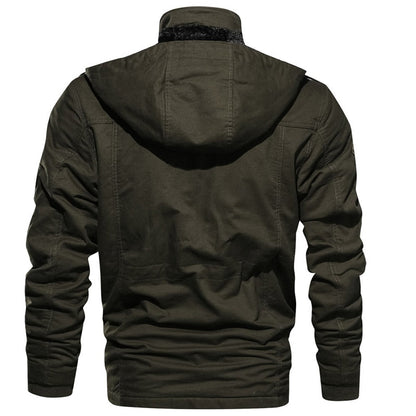 Cargo Jacket - Lässige Herrenjacke mit Kapuze und Fleece-Futter-Chaps Herrenmode