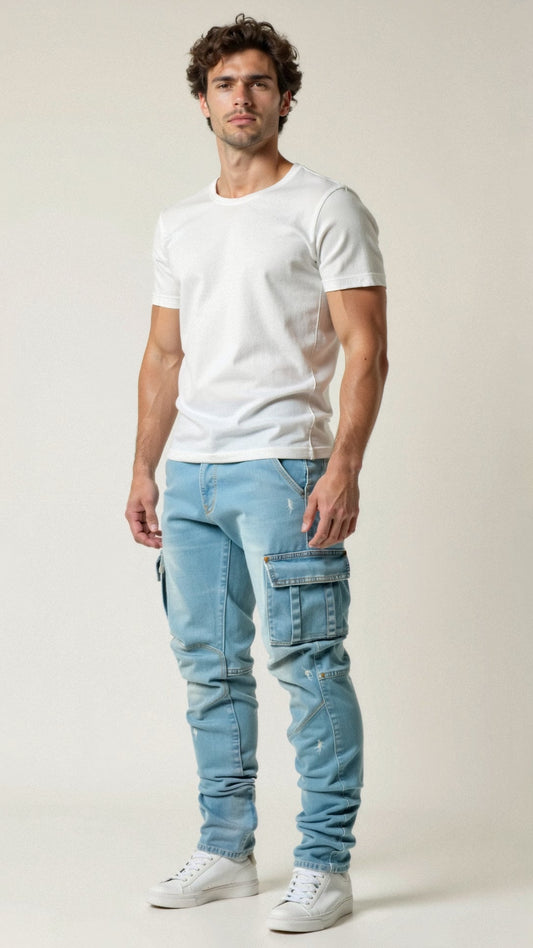 Cargo-Jeans | Dehnbar | Taschen | Skinny-Jeans | Herrenhosen-Chaps Herrenmode