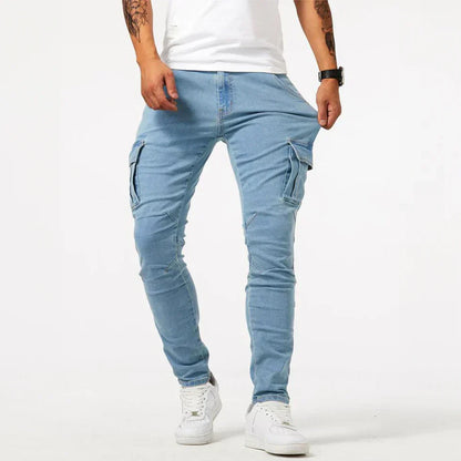 Cargo-Jeans – Stretch – Skinny – Cargohosen – Herrenhosen-Blau-XS-Chaps Herrenmode