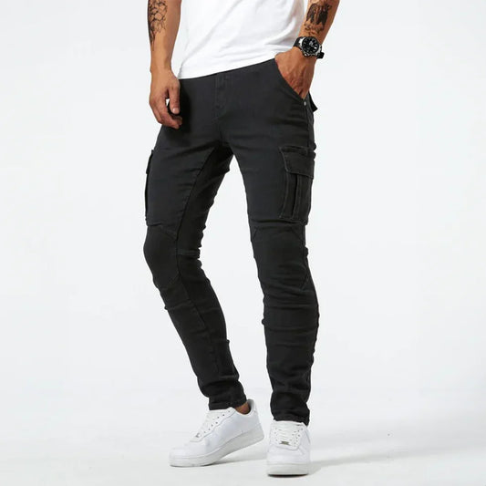 Cargo-Jeans – Stretch – Skinny – Cargohosen – Herrenhosen-Schwarz-XS-Chaps Herrenmode