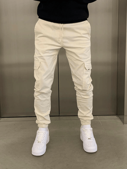 Cargo Jogger | Drawstring | Skinny | Cargohosen | Herrenhosen-Beige-XS-Chaps Herrenmode