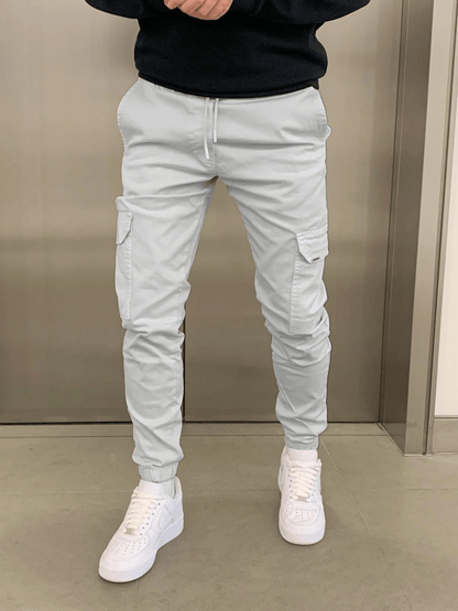 Cargo Jogger | Drawstring | Skinny | Cargohosen | Herrenhosen-Grau-XS-Chaps Herrenmode