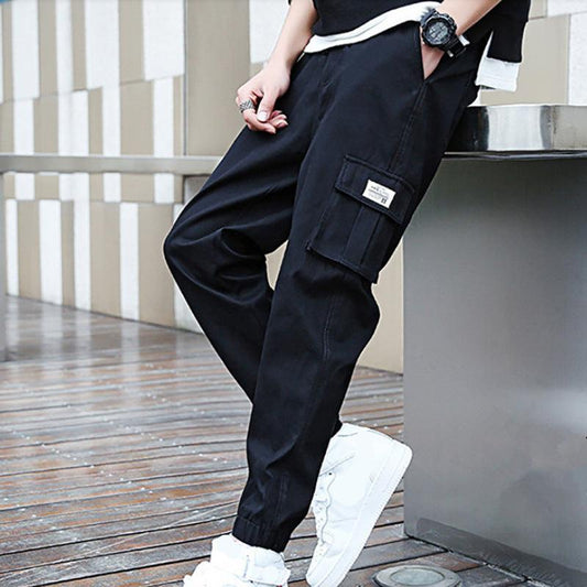 Cargo Joggers – Baggy – Loose Fit – Cargohosen – Herrenhosen-Schwarz-M-Chaps Herrenmode