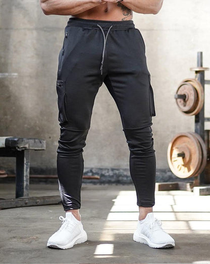 Cargo-Jogginghosen | Slim Fit | Kordelzug | Jogginghosen mit Bündchen | Trainingshosen für Herren-Schwarz-M-Chaps Herrenmode