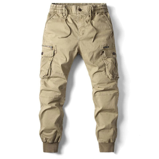 Cargo-Jogginghosen | Taschen | Elastische Beinabschlüsse | Cargohosen | Freizeithosen-Wüste Taupe-29-Chaps Herrenmode