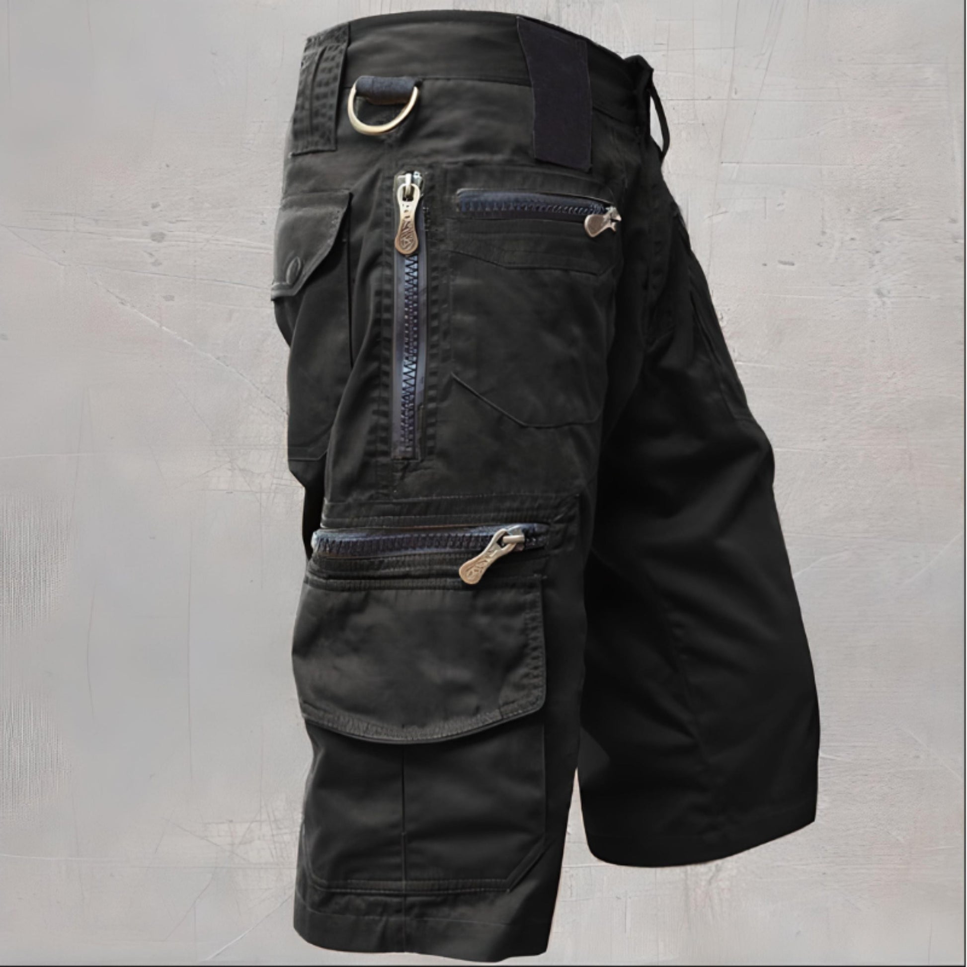 Cargo-Shorts | Freizeit | Taschen | Lange Shorts | Caprihosen für Männer-Schwarz-M-Chaps Herrenmode