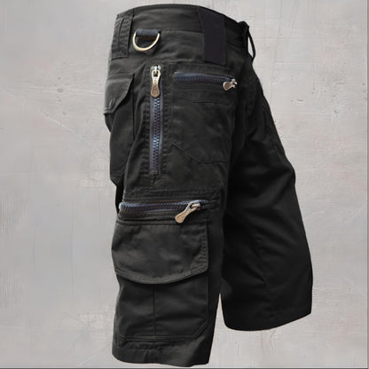 Cargo-Shorts | Freizeit | Taschen | Lange Shorts | Caprihosen für Männer-Schwarz-M-Chaps Herrenmode