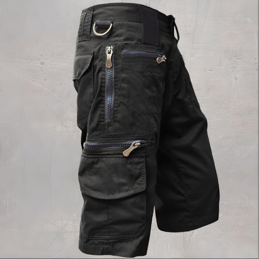 Cargo-Shorts | Freizeit | Taschen | Lange Shorts | Caprihosen für Männer-Schwarz-M-Chaps Herrenmode